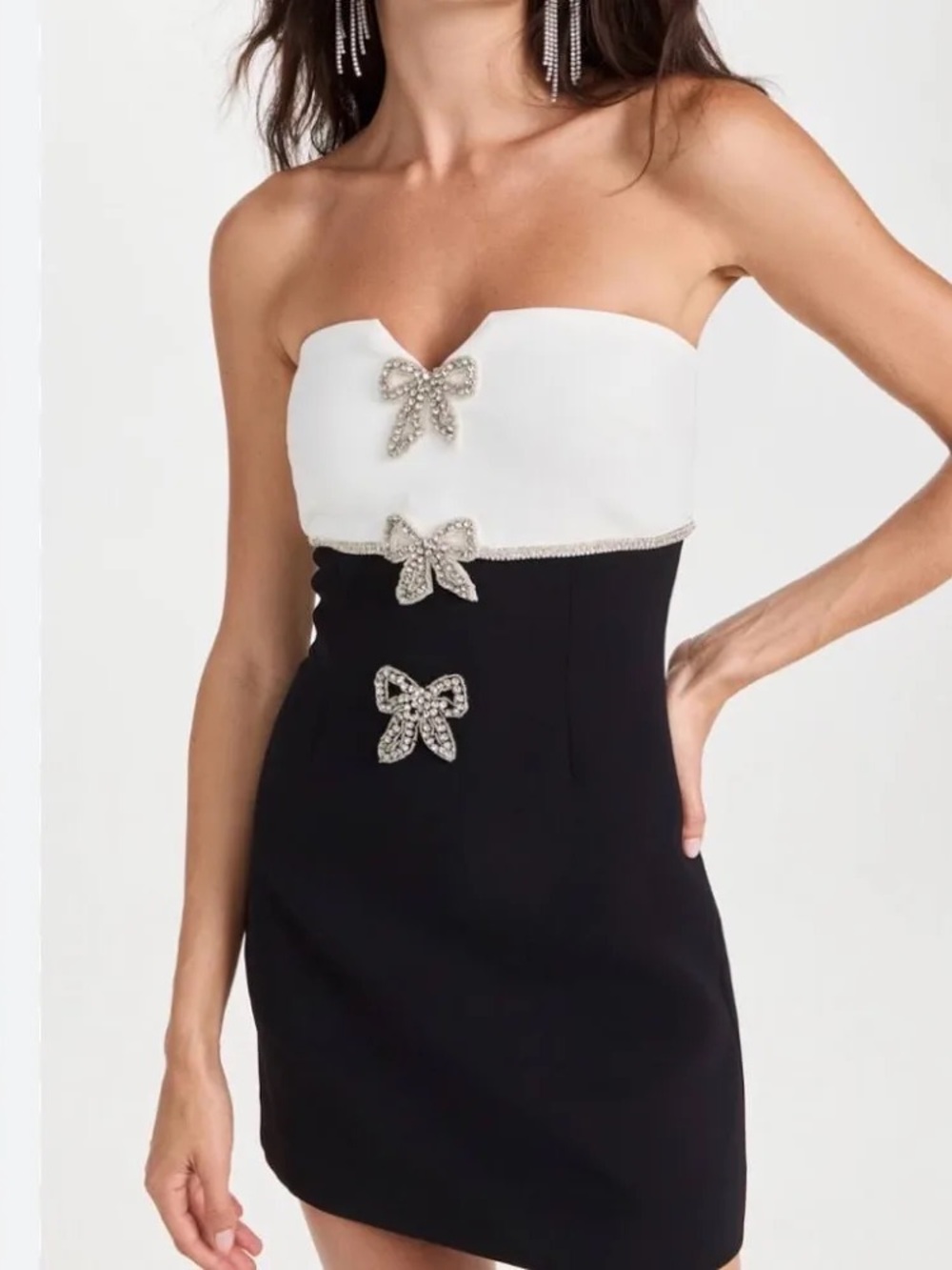 Self-Portrait color block dress with bows